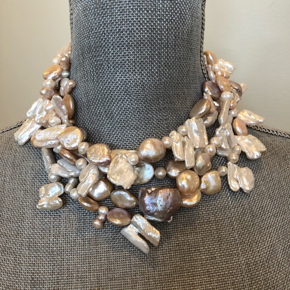 Gorgeous Biwa and Angel Pearl necklace
